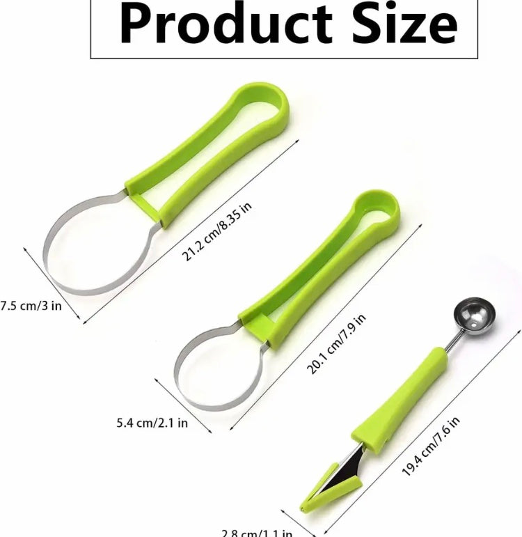 3 In 1 Watermelon Slicer Scoop, Stainless Steel Fruit Scooper, Kitchen Home Gadget Tool 3 In 1 Watermelon Slicer Scoop, Stainless Steel Fruit Scooper, Kitchen Home Gadget Tool